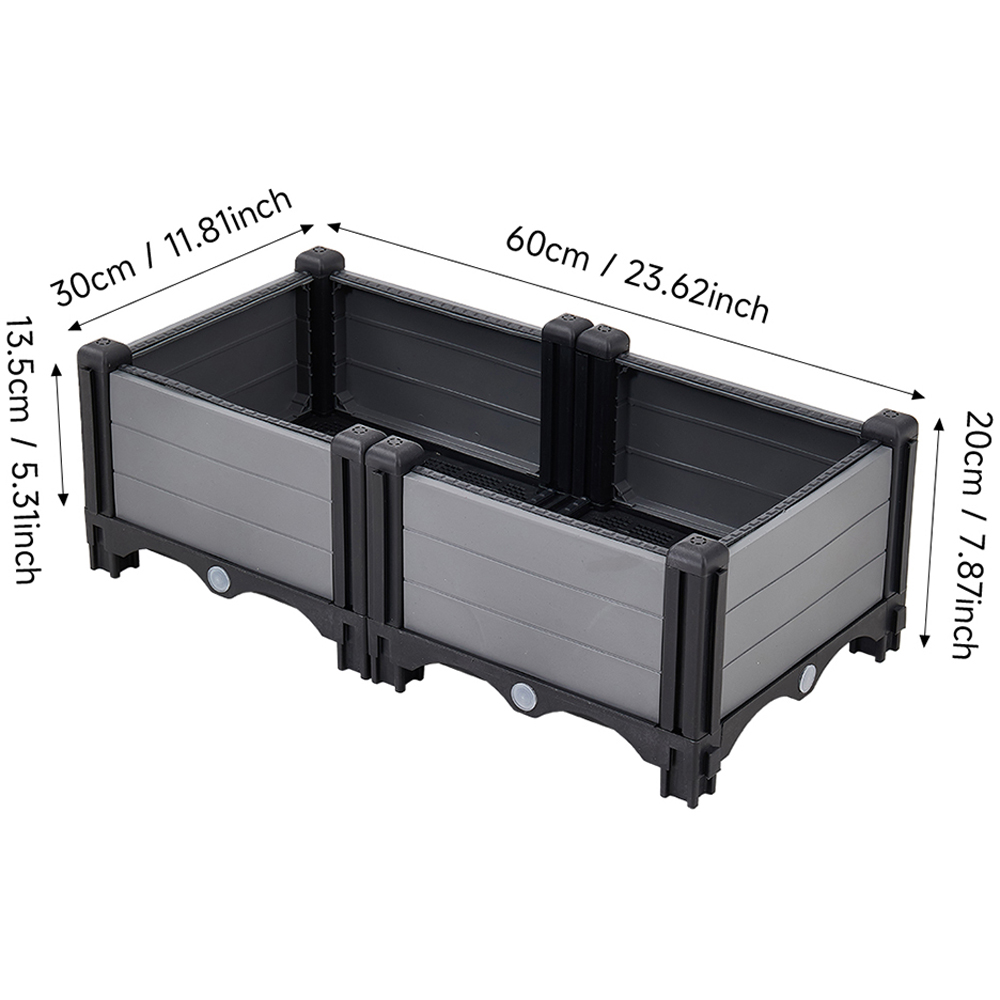 Living and Home Grey and Black Plastic Raised Garden Bed Kit 20 x 60 x 30cm Image 6
