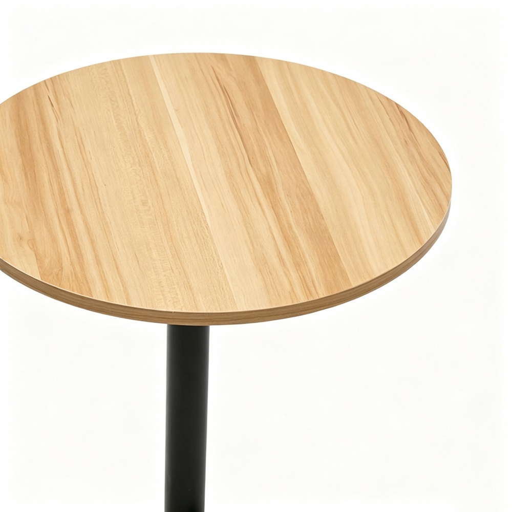 Living and Home Natural Wood Round Side Table with Lockable Castors Image 4