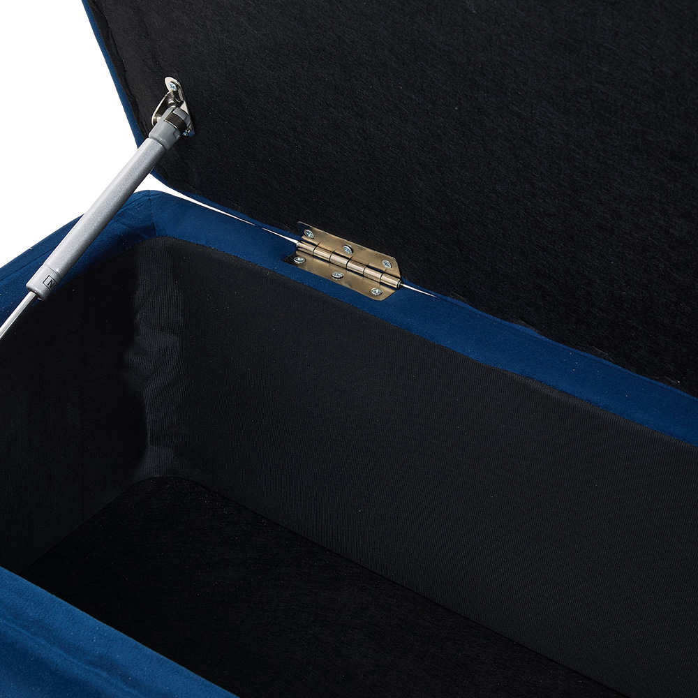 Living and Home Blue Flip Top Flannel Upholstered Storage Bench Image 7