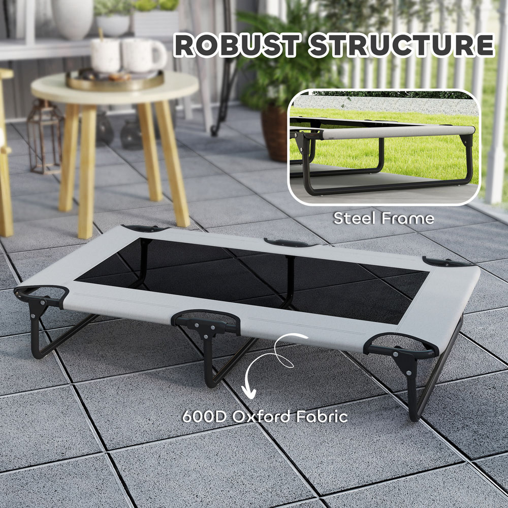 PawHut 107 x 61cm Light Grey Large Dog Raised Bed Image 5