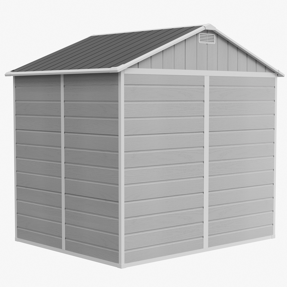 Living and Home 8 x 6ft Smokey Grey Wood Grain Plastic Apex Storage Shed Image 3