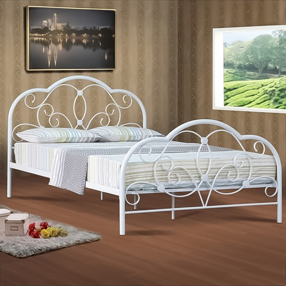 Brooklyn Double White French Metal Bed Frame Image 1