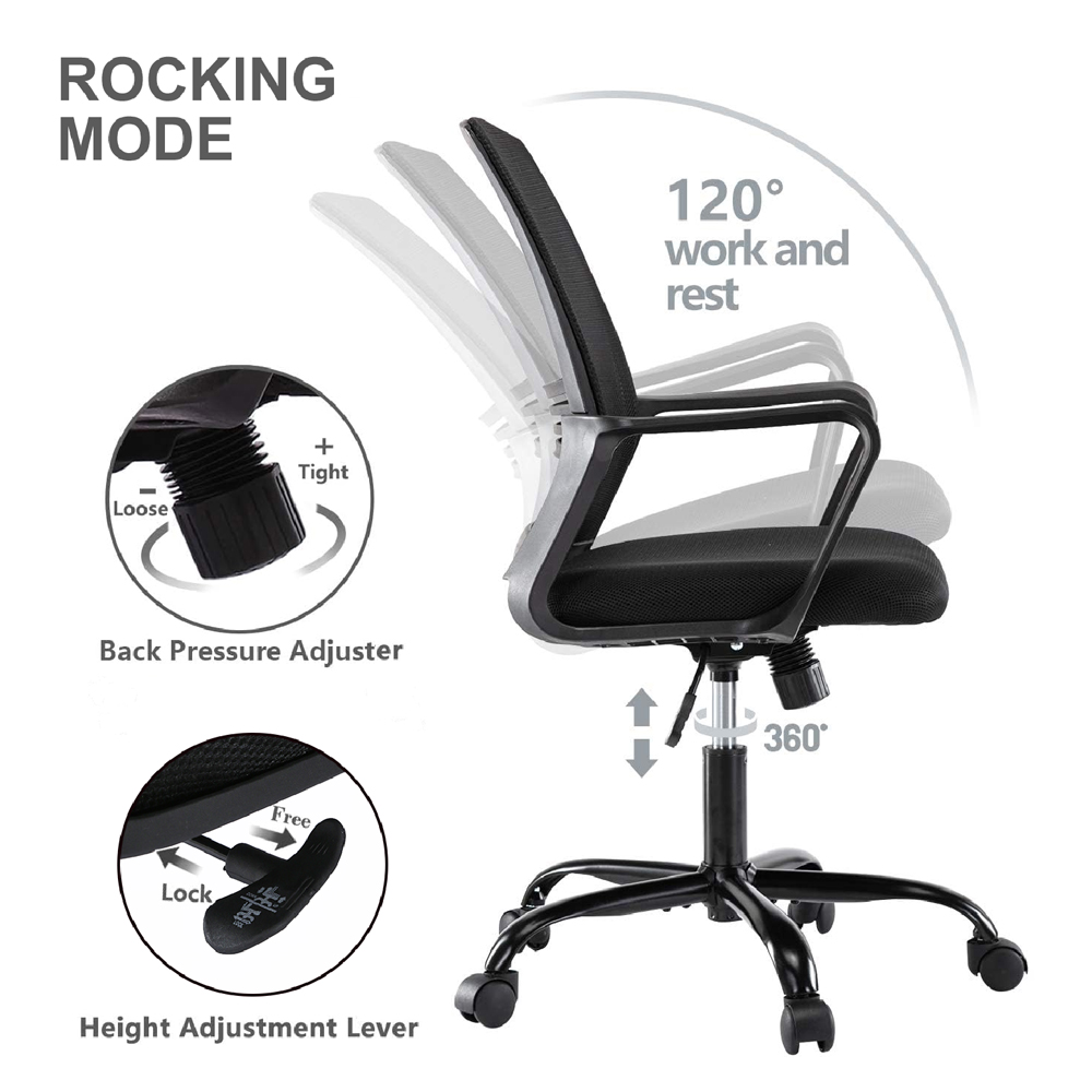 Black Swivel Height Adjustable Mesh Back Office Chair Image 7