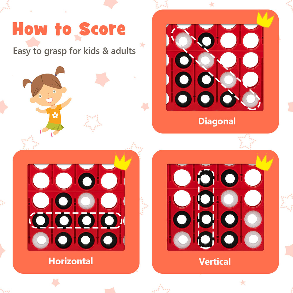 Costway Grey and Red Giant 4 In A Row Connect Game Set with 42 Rings Image 6