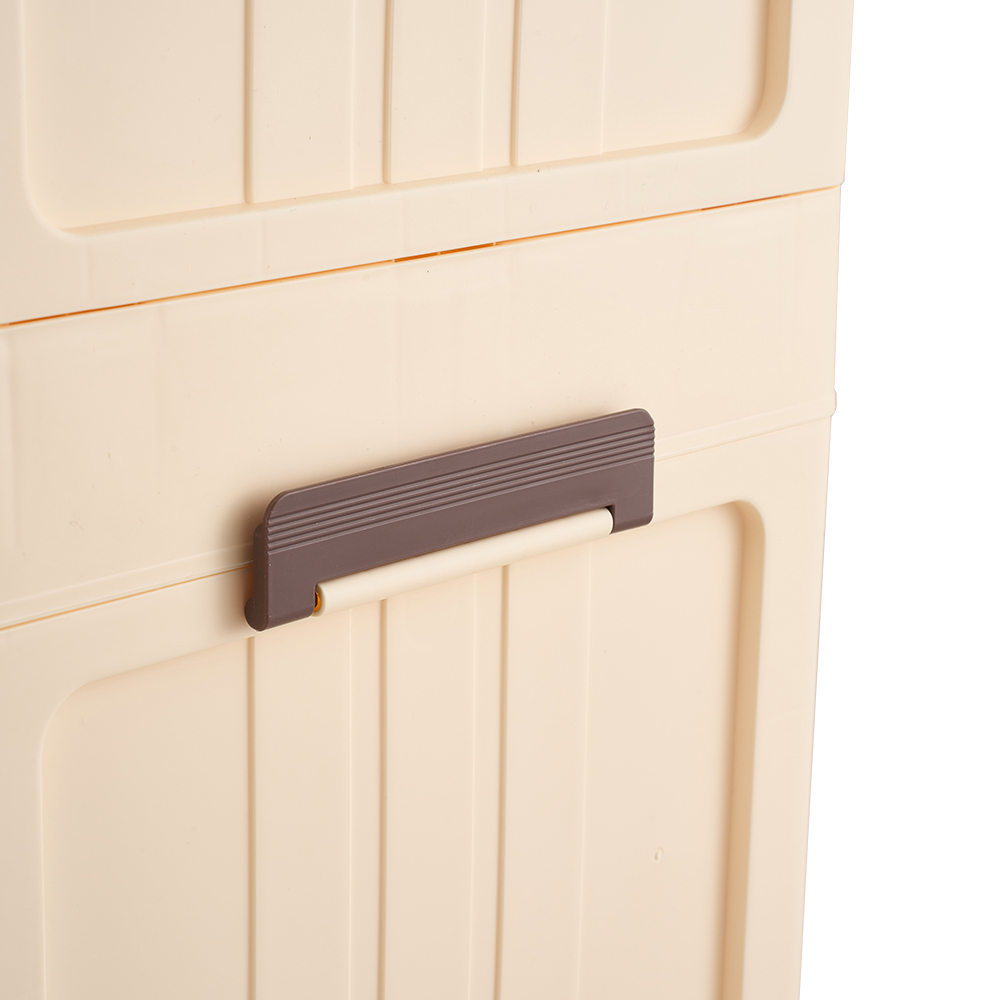 Living and Home 3-Tier Cream Foldable Storage Cabinet with Castors Image 6