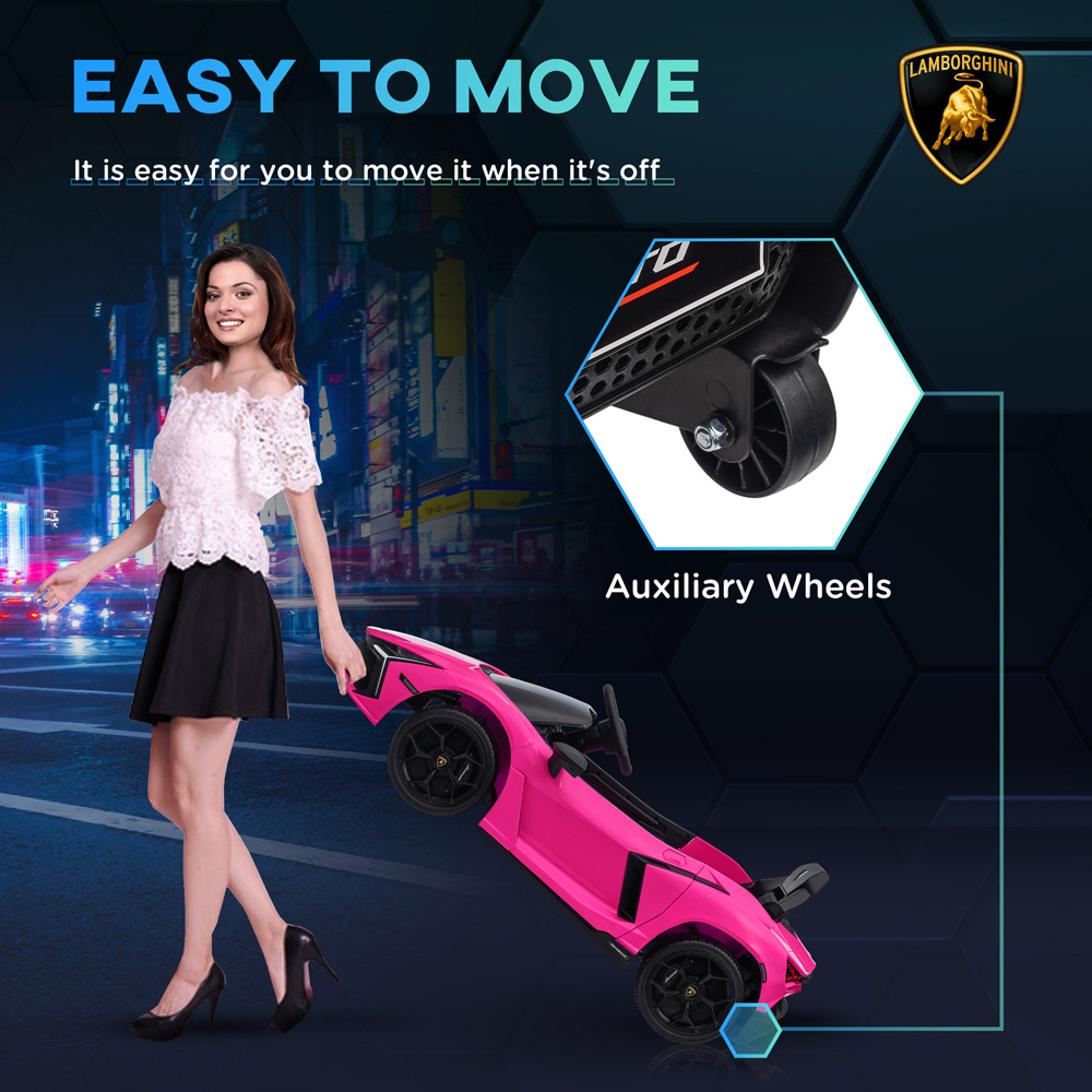 AIYAPLAY Pink Licensed Lamborghini Revuelto Kids Ride on Car with Suspension Image 5