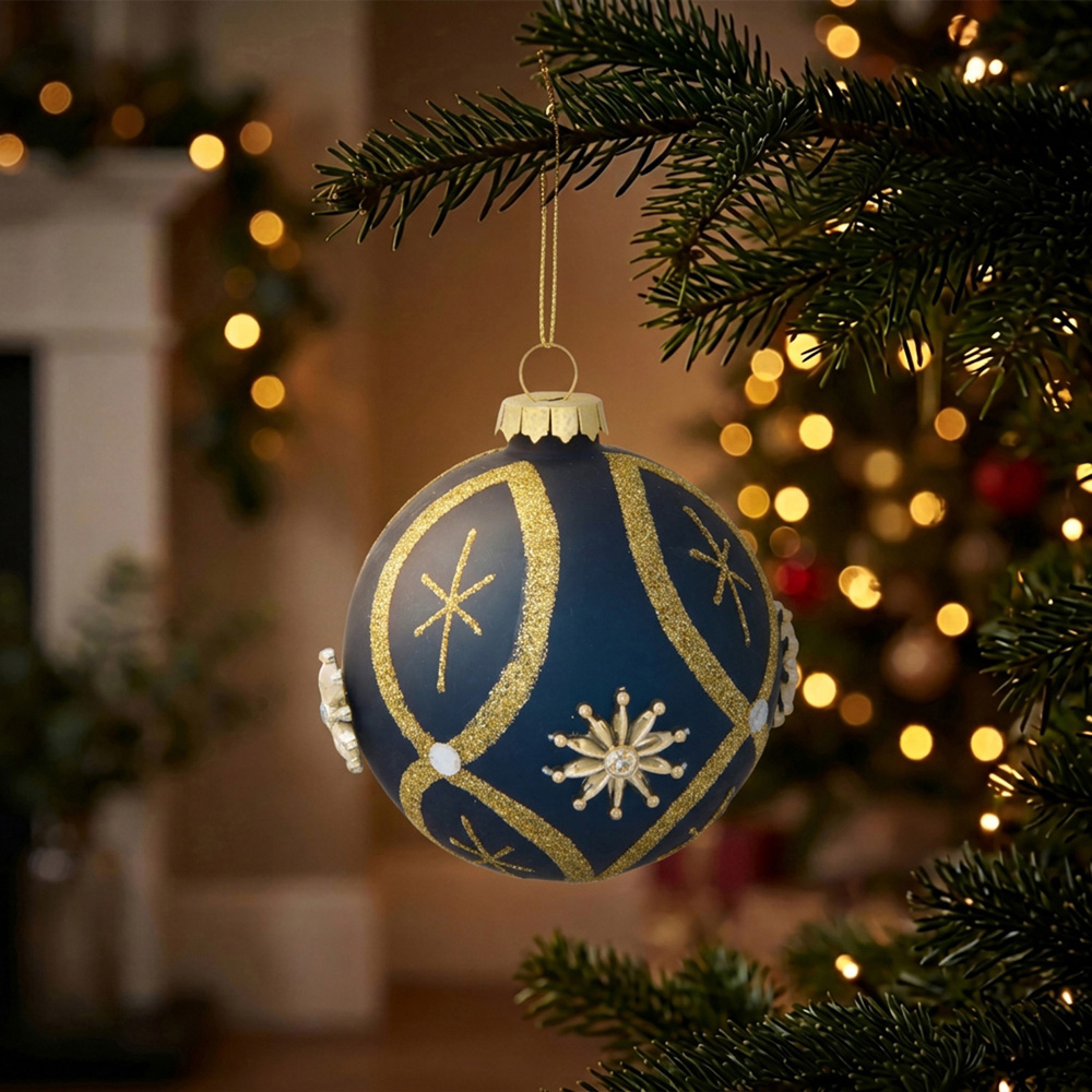 Navy Gold Embellished Bauble Image 2