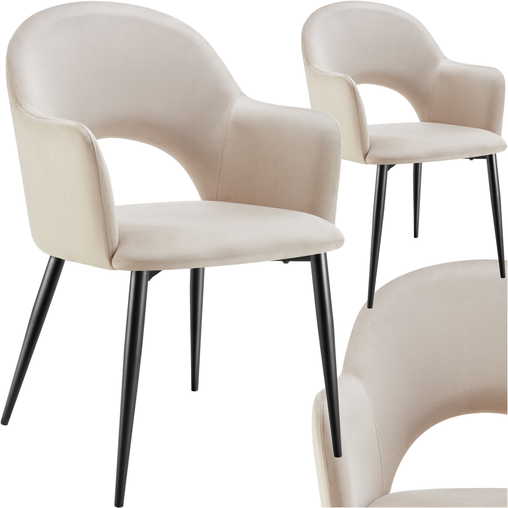 tectake Sasha Set of 2 Cream Dining Chair Image 2