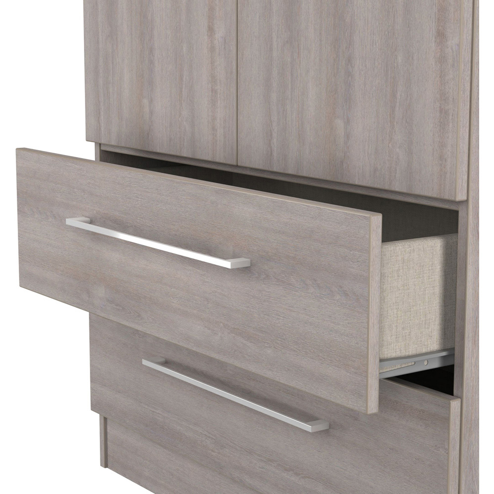 Crowndale Worcester 2 Door 2 Drawer Grey Oak Tall Wardrobe Ready Assembled Image 7