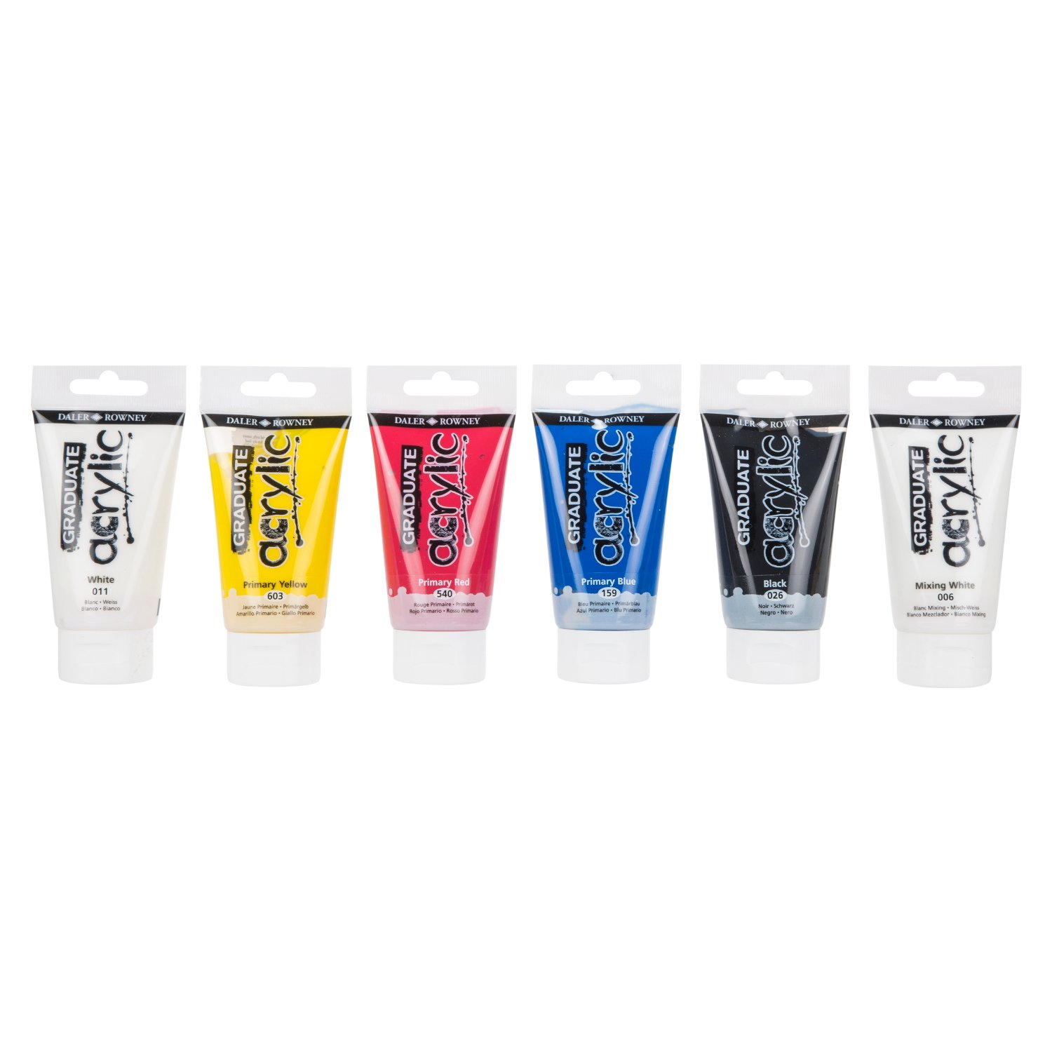 Daler Rowney Graduate Acrylic Primary Colours 6 Pack Image 2