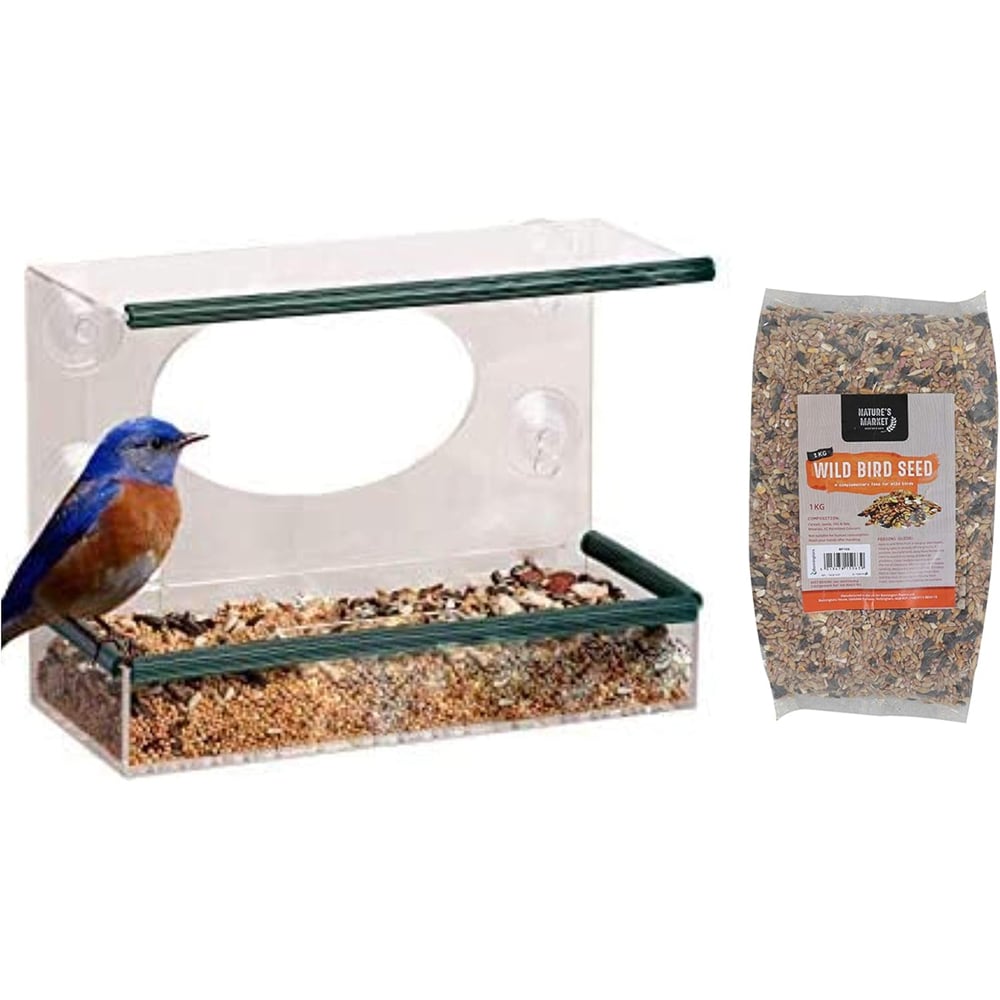 Marco Paul Window Feeder with Bird Seed Food 1kg Image 1