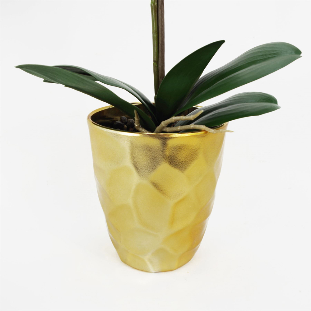 Leaf Dark Pink Orchid Artificial Plant with Gold Pot 54cm Image 4