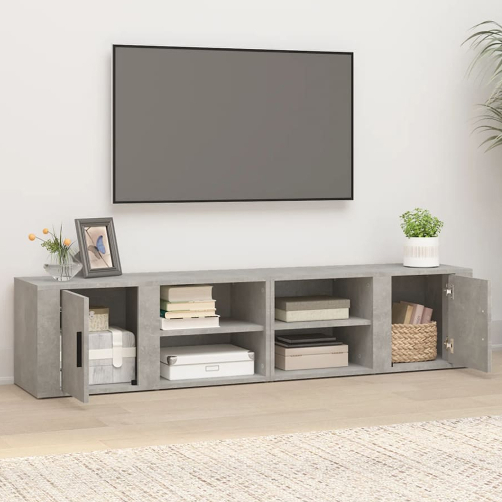 vidaXL Single Door 2 Shelf Concrete Grey TV Cabinet Set of 2 Image 1