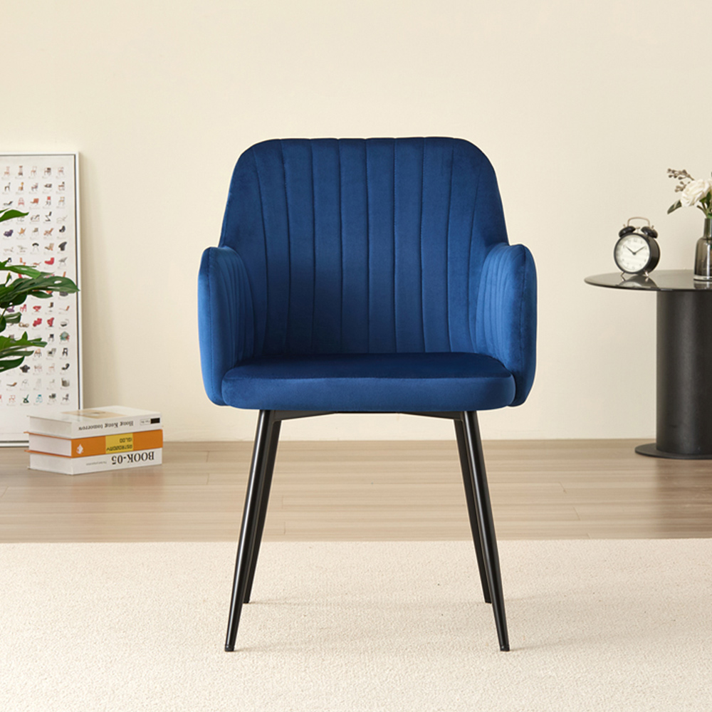 Indoor Living Charlotte Set of 2 Blue Velvet Dining Chair Image 3
