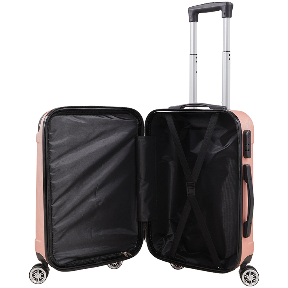 H&O Direct Set of 3 Rose Gold Stripe ABS Hardshell Suitcase Set Image 4
