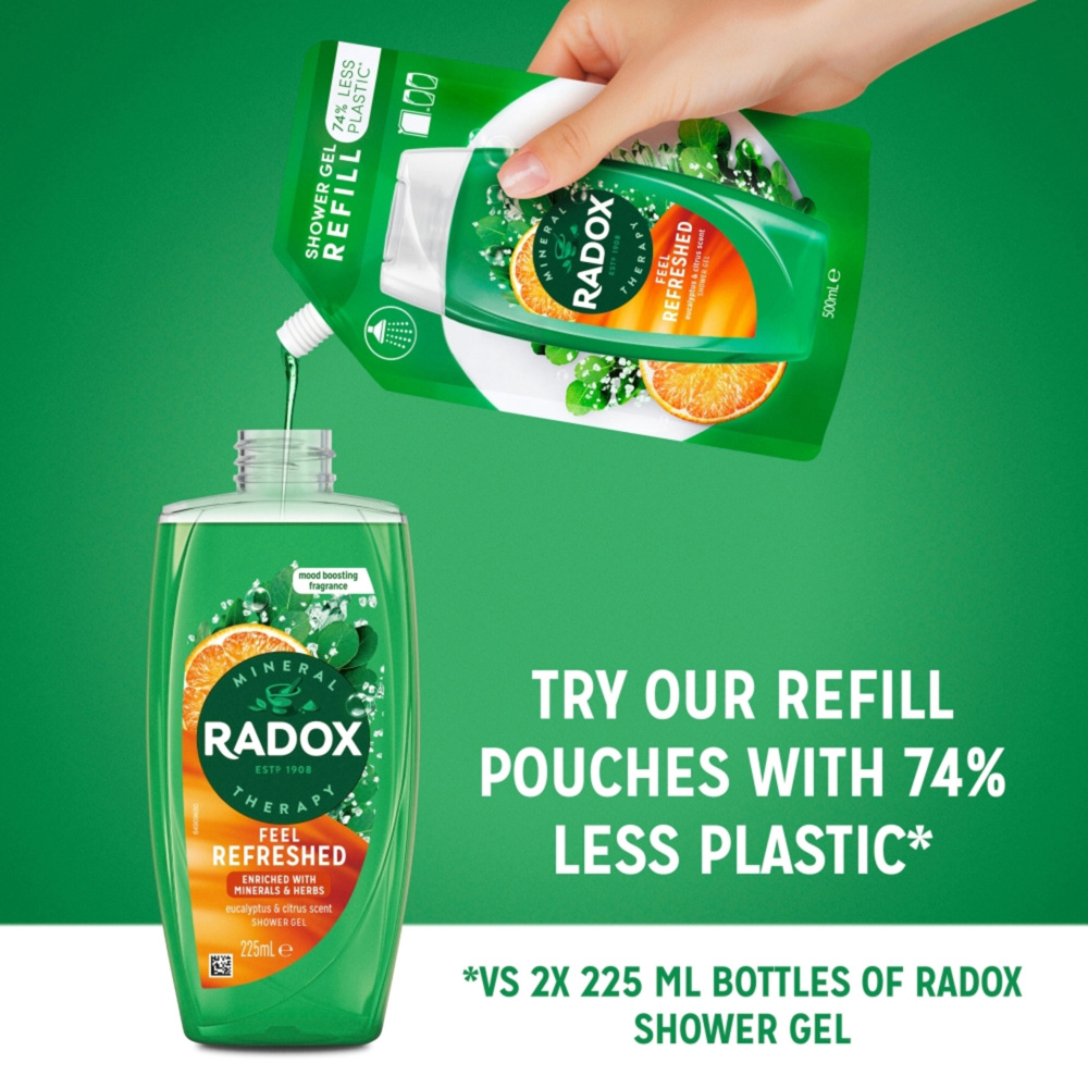 Radox Feel Refreshed Eucalyptus and Citrus Scent Shower Gel 225ml 6 Pack Image 7