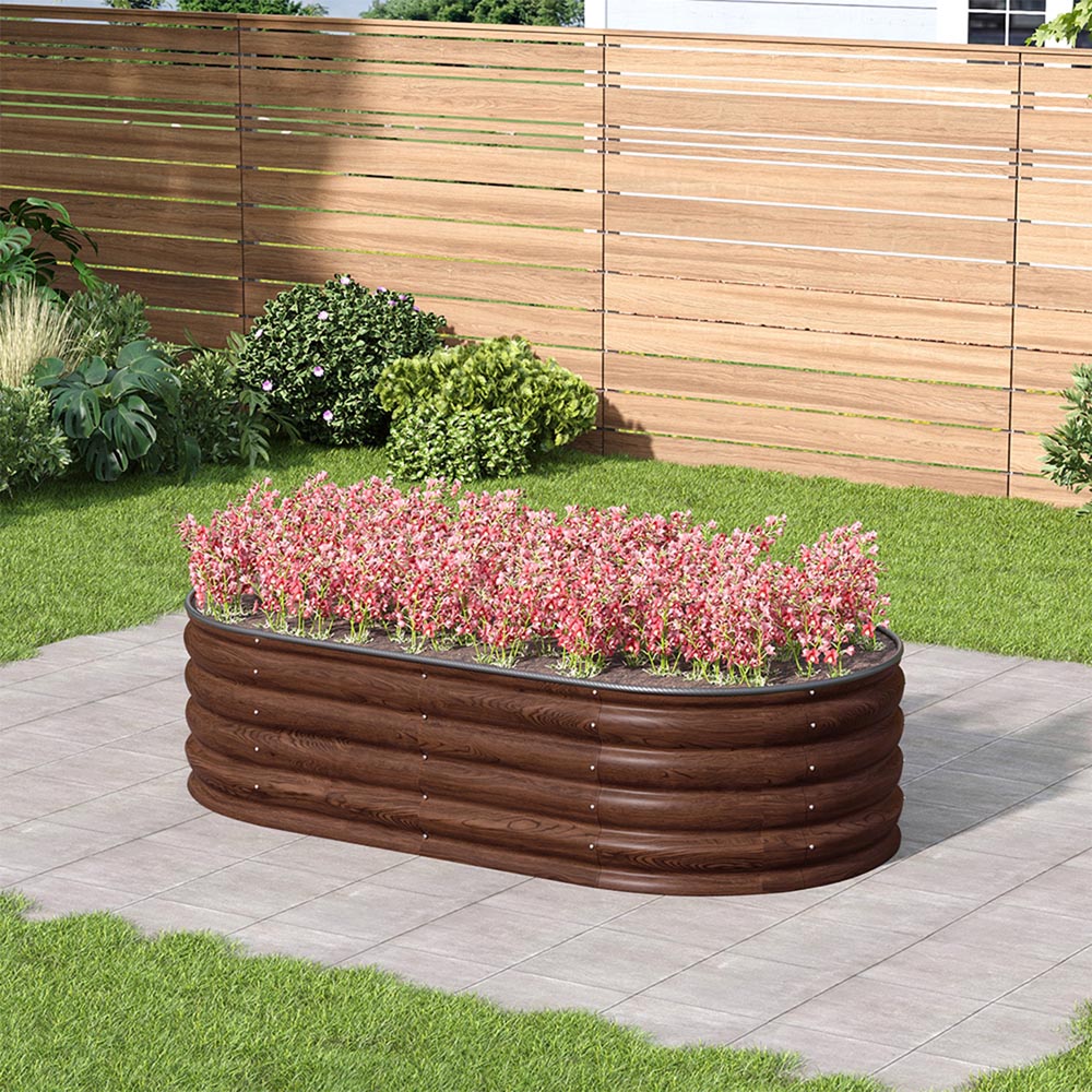 Living and Home Large Brown Galvanised Steel Raised Garden Bed 42 x 80 x 160cm Image 2
