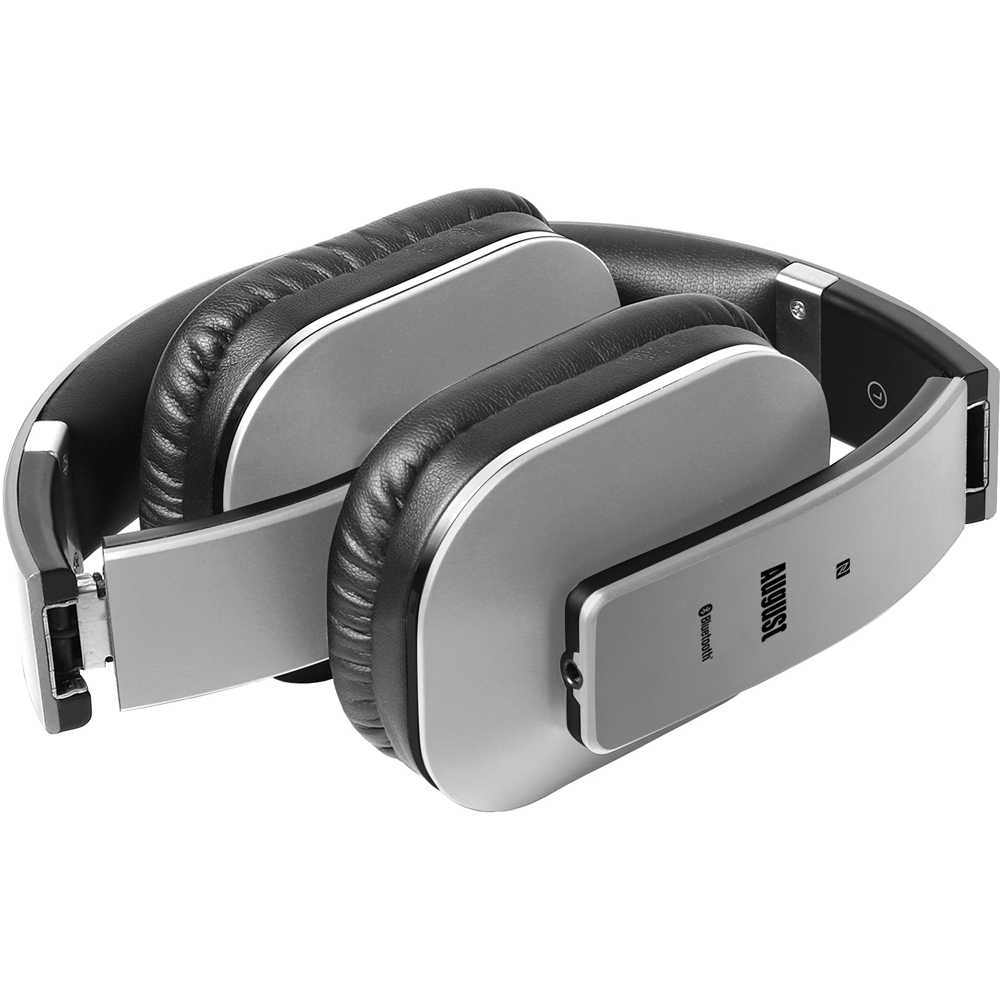 August EP650S Silver Wireless Low Latency NFC Bluetooth Headphones with Mic Image 2