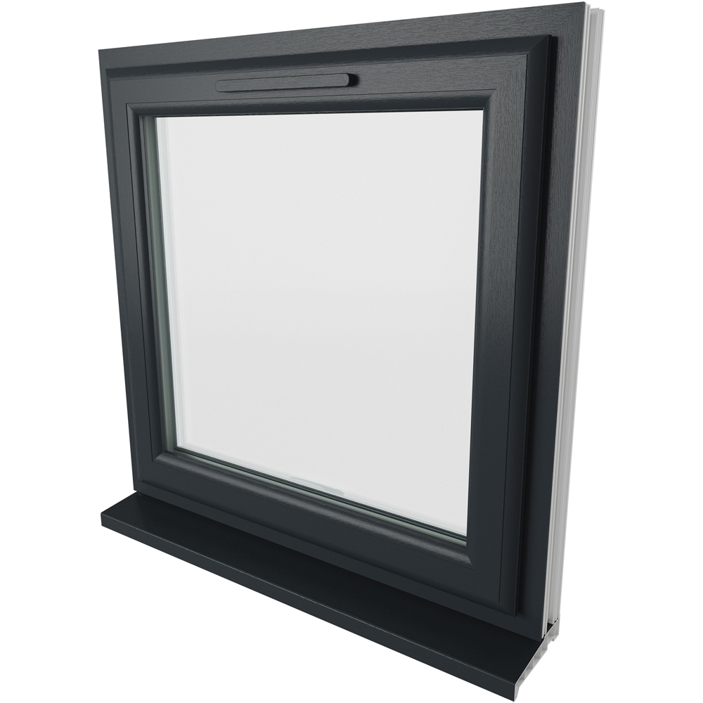 Crystal uPVC Double Glazed Window Top Hung Opener Grey White Clear Glass 820x820mm Image 9