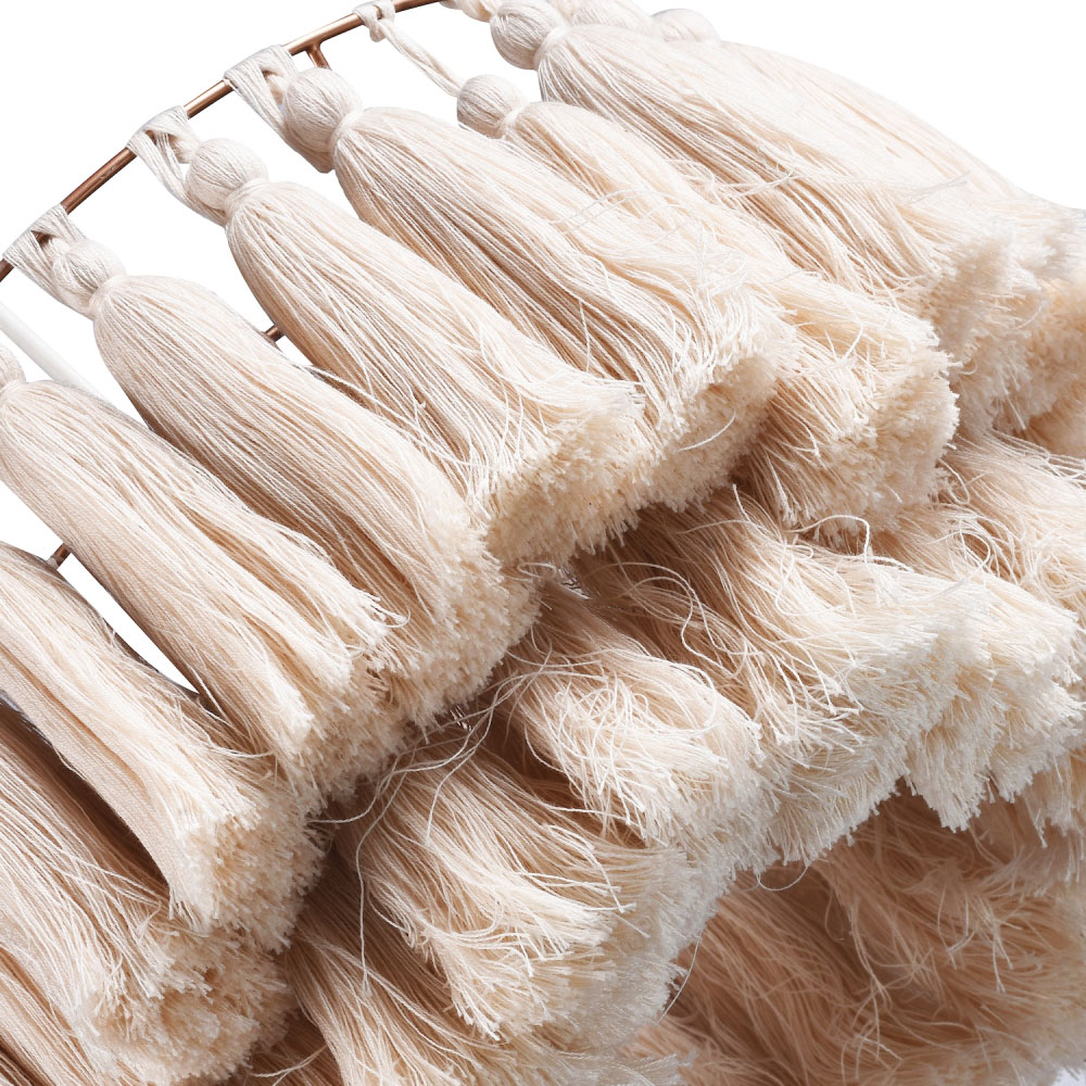 Happy Homewares Rose Gold Frame Shabby Chic Double Tier Cotton Tassels Pendant Shade Image 4