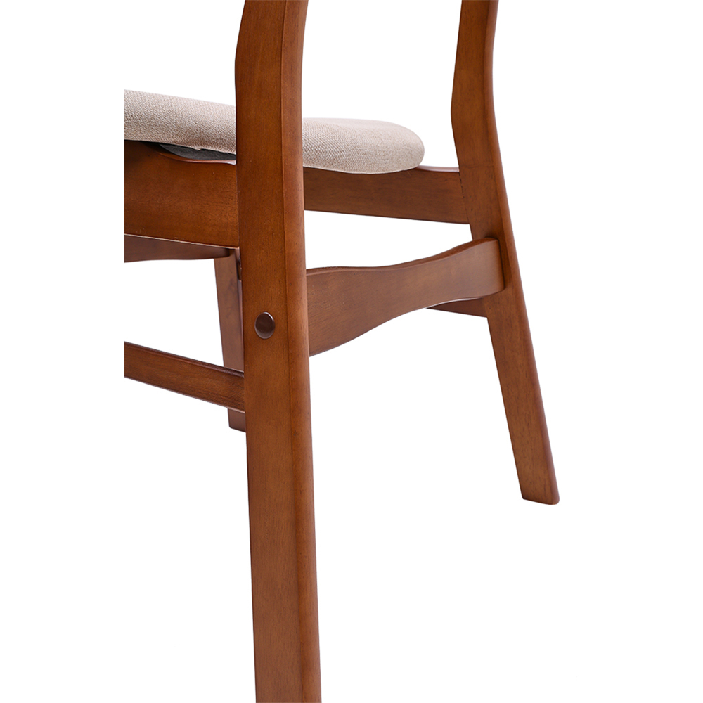 Living and Home Set of 2 Beige Linen Curved Backrest Dining Chair Image 3