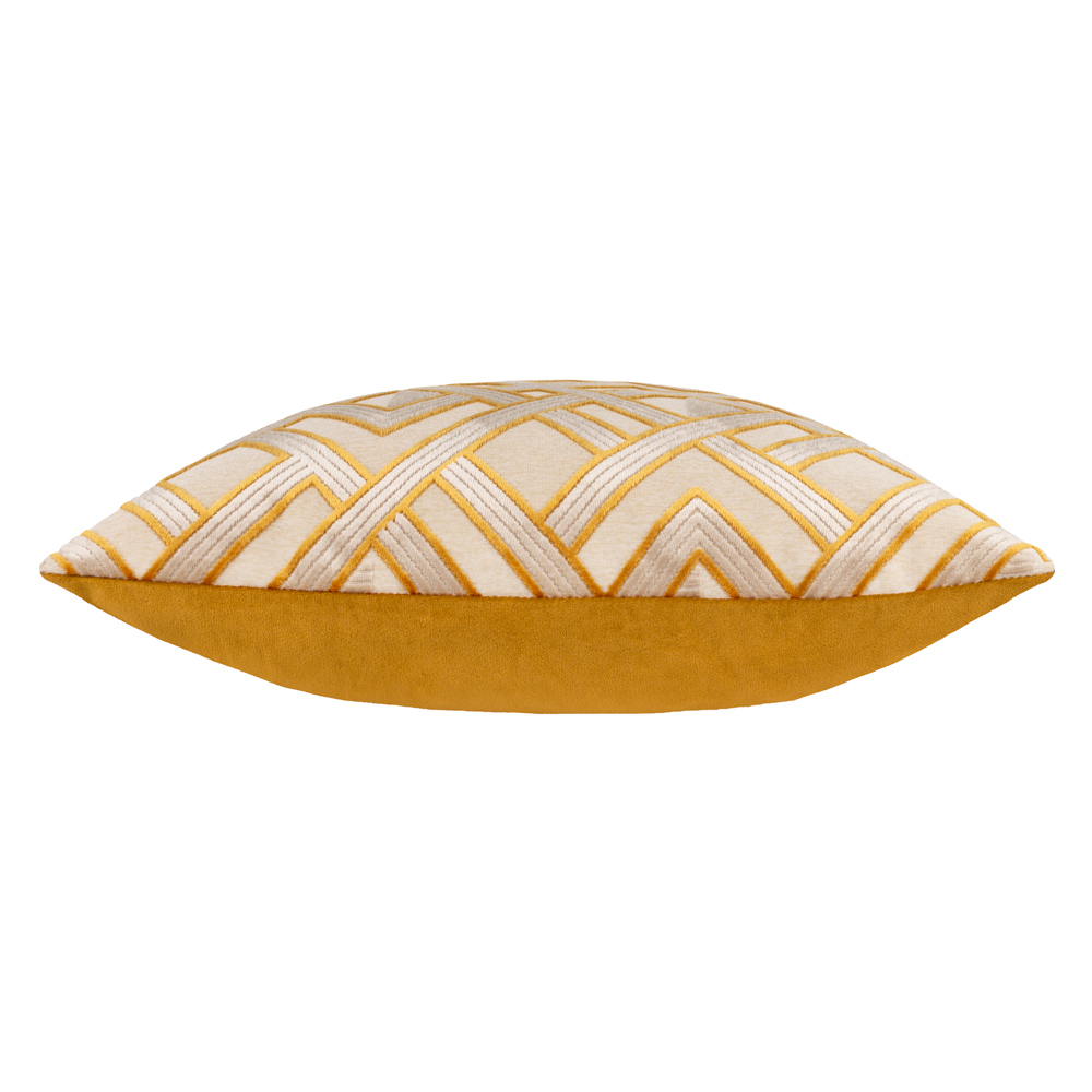 Paoletti Henley Gold Velvet Jacquard Cushion Image 3