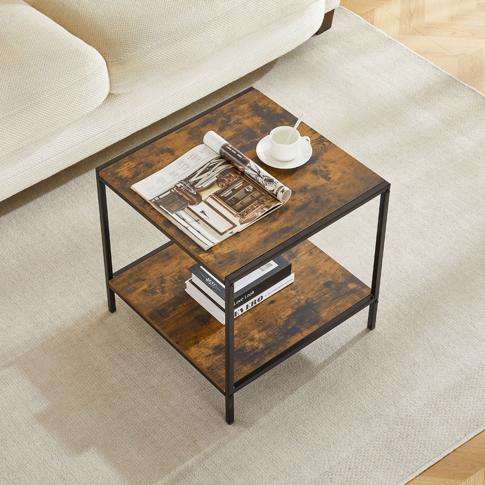 VIDA DESIGNS Brooklyn Dark Wood Metal Frame End Table Image 5