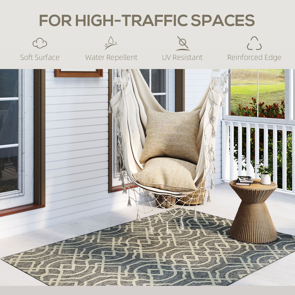HOMCOM Grey Geometric Pattern Allergy Friendly Rug 170 x 120cm Image 5