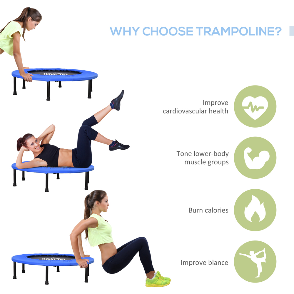 HOMCOM 3ft Blue Mini Fitness Trampoline Image 5