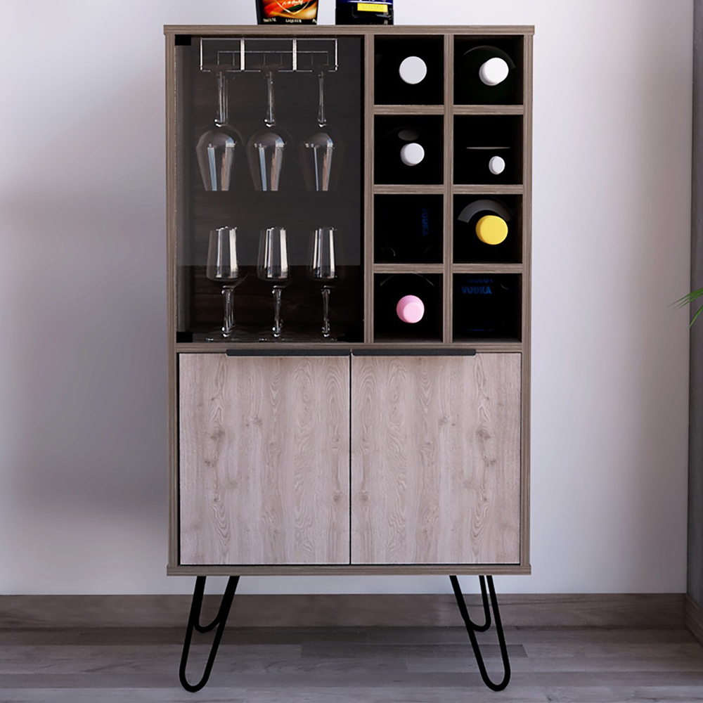 Core Products Nevada 3 Doors Smoke Oak Mirrored Wine Cabinet