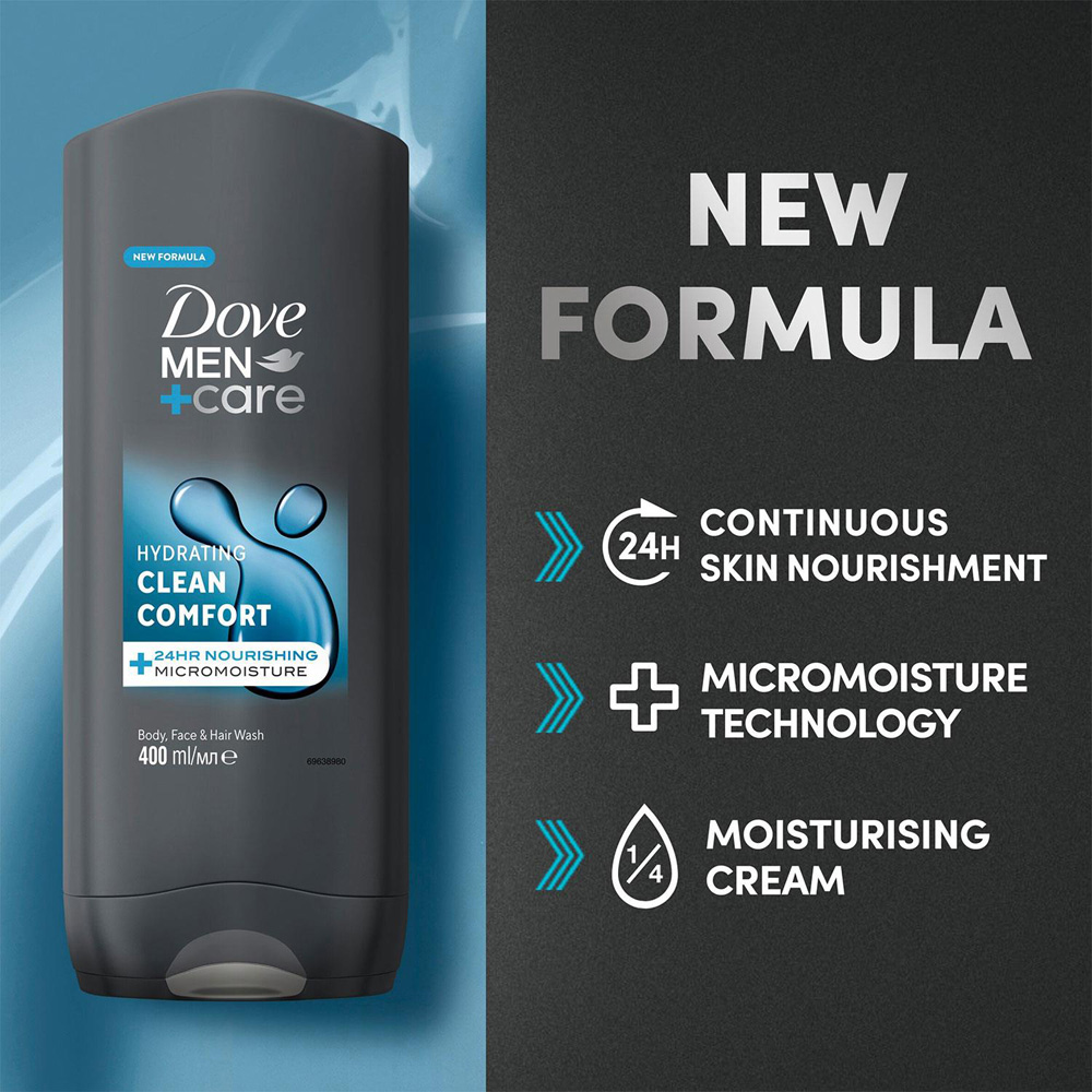 Dove Men+Care Hydrating Clean Comfort 3-in-1 Hair Body and Face Wash 6 Pack Image 4