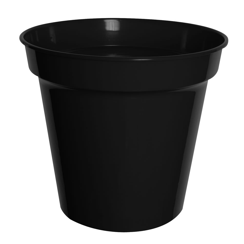 Wilko 5 pack Plastic Plant Pot Black 10cm Image