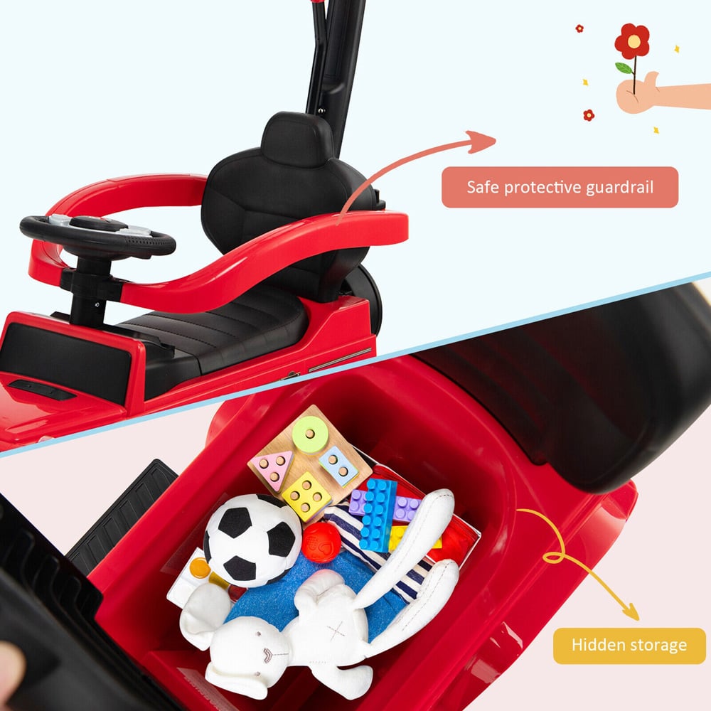 Costway 3 in 1 Red Kids Ride On Push Car Image 8
