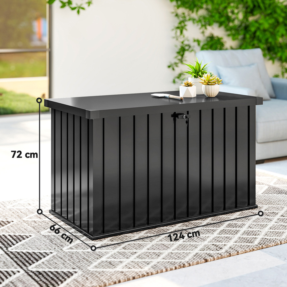 Outsunny 400L Black Metal Waterproof Garden Storage Box with Lock Image 9