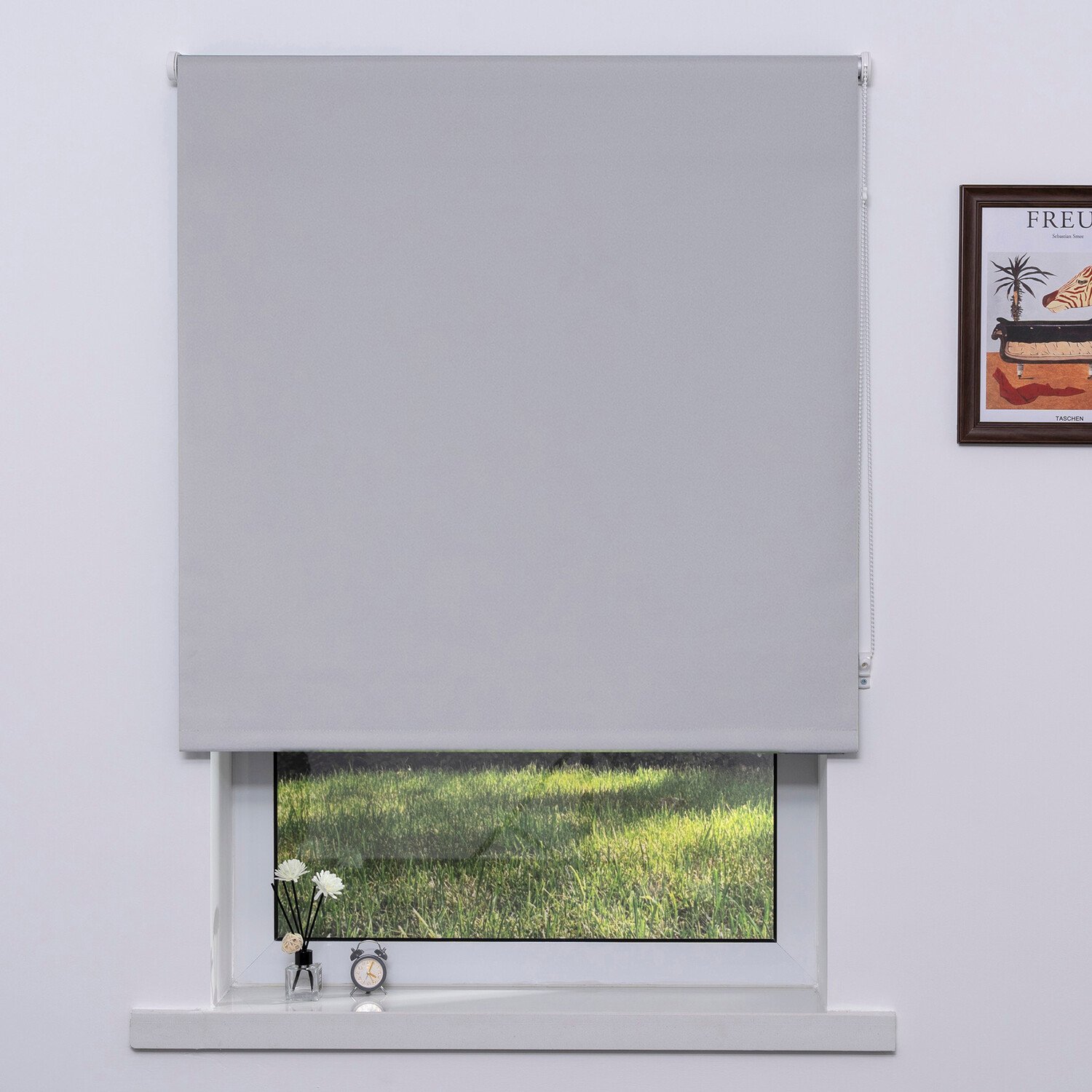 Plain Blackout Blinds Pearl Grey 180cm Image 1