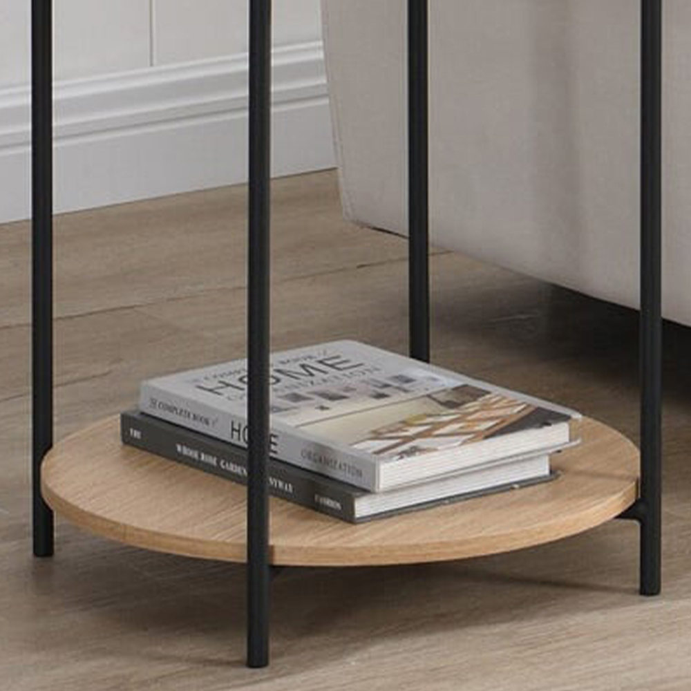 Natural 2 Tier Side Table  Natural and Black Image 4
