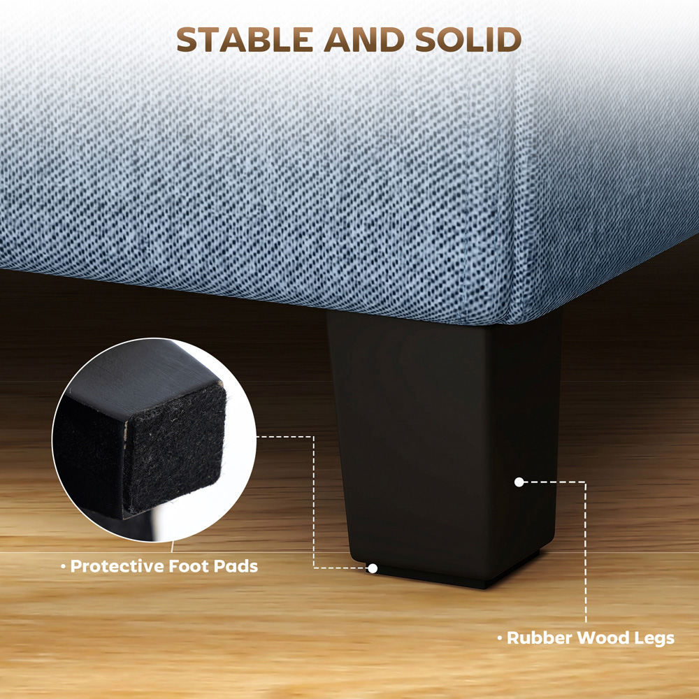 HOMCOM Dark Blue Small Ottoman Pouffe Stool with Side Pocket Image 6