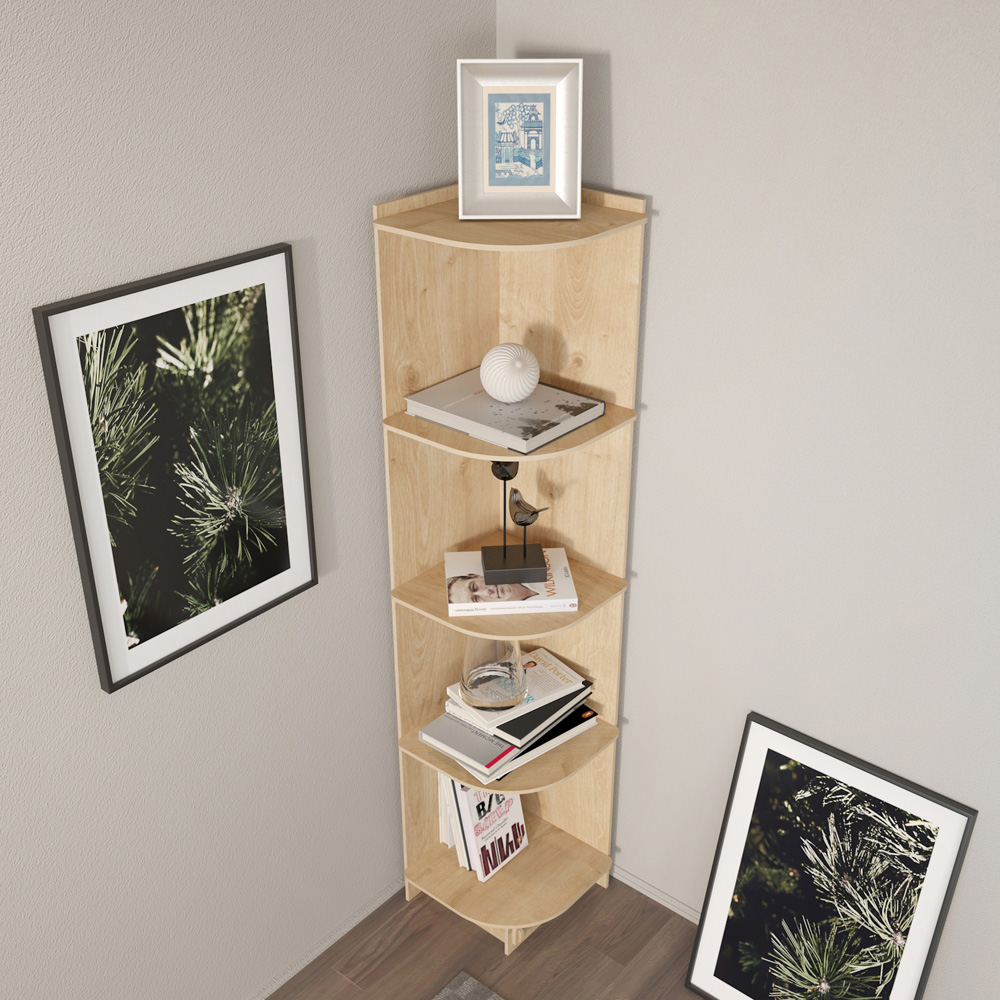 Decorotika Liva 5 Tier MDF Corner Bookcase Image 6