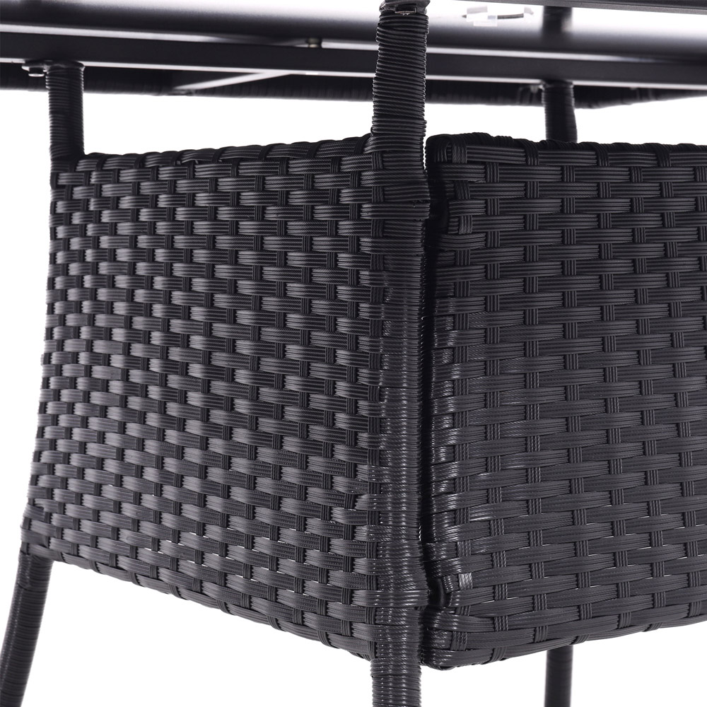 Living and Home Square Rattan Glass 4 Seater 105cm Dining Table Black Image 5