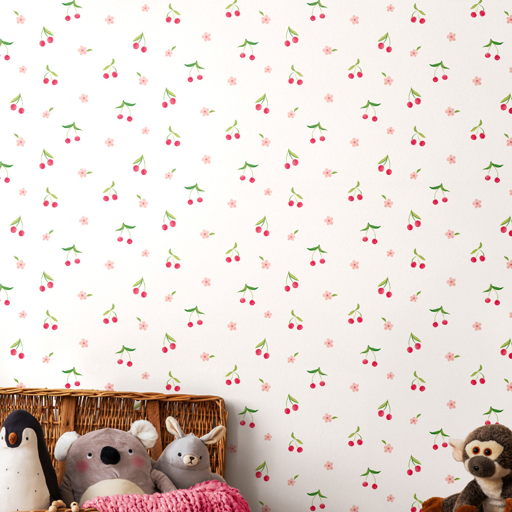 Hoopla Walls Peekaboo Cherry Dance Rouge and Ice Wallpaper Image 2