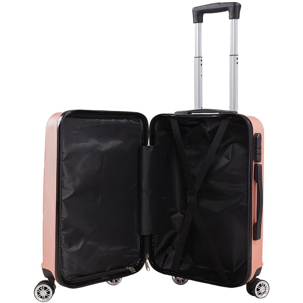 H&O Direct Set of 3 Rose Gold ABS Hardshell Suitcase Set Image 4