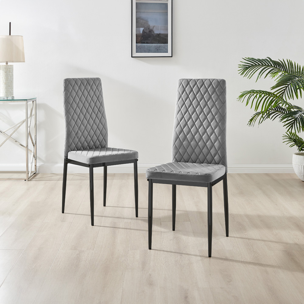 Furniturebox Lucia Valera 6 Seater Dining Set Black Gloss and Grey Image 3