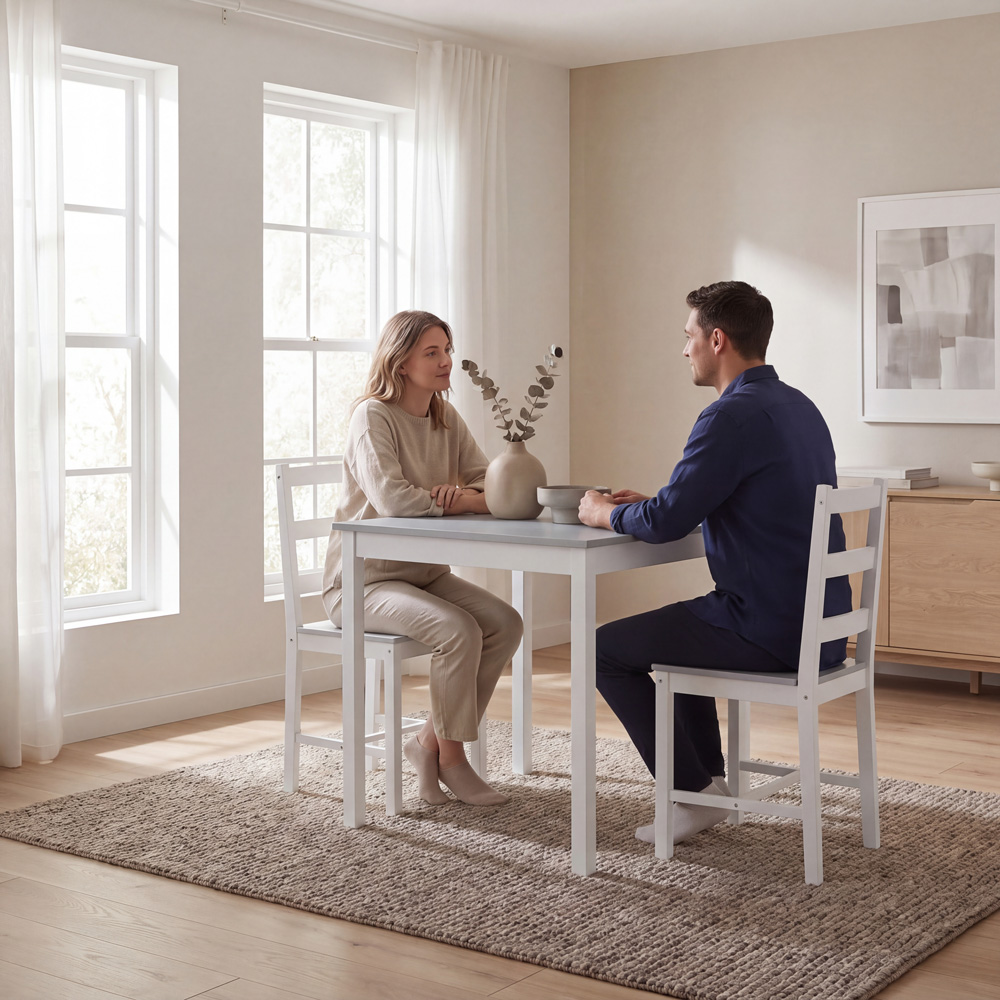 VIDA DESIGNS Yorkshire 2 Seater Dining Set White and Grey Image 4