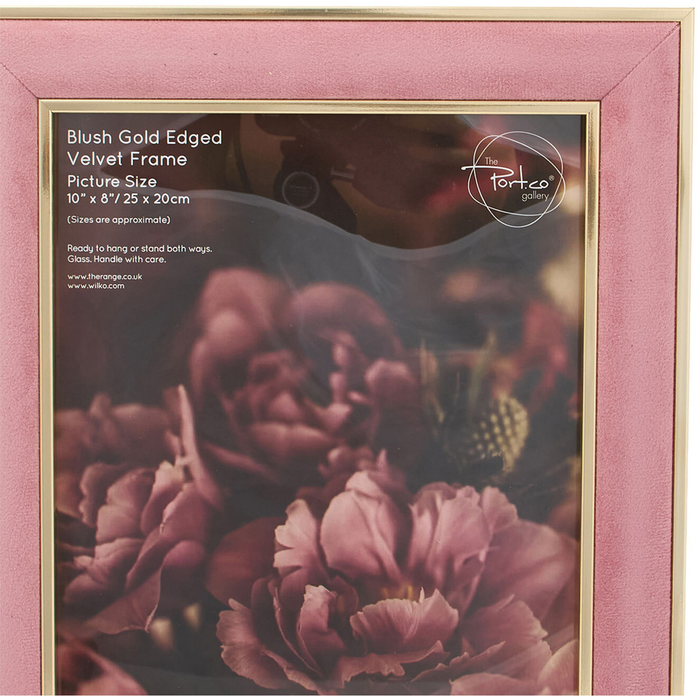 Gold Edged Velvet Photo Frame Blush 10 x 8 inch Image 2