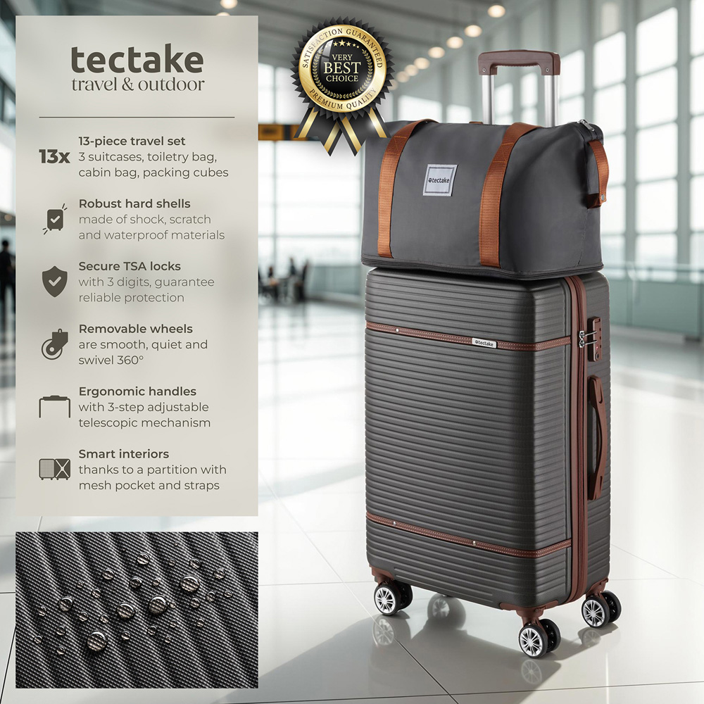 Tectake Madison 13 Piece Anthracite Travel Suitcase Set Image 2