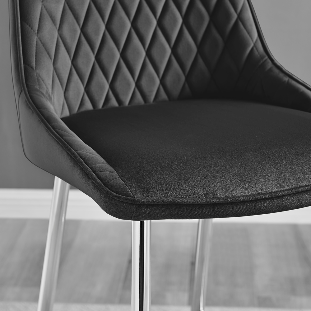 Furniturebox Flynn Black and Silver Velvet Bar Stool Set of 2 Wilko