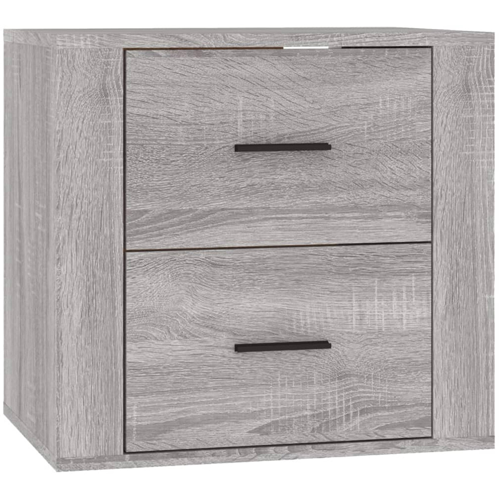 vidaXL 2 Drawer Grey Sonoma Oak Wall Mounted Bedside Table Image 2