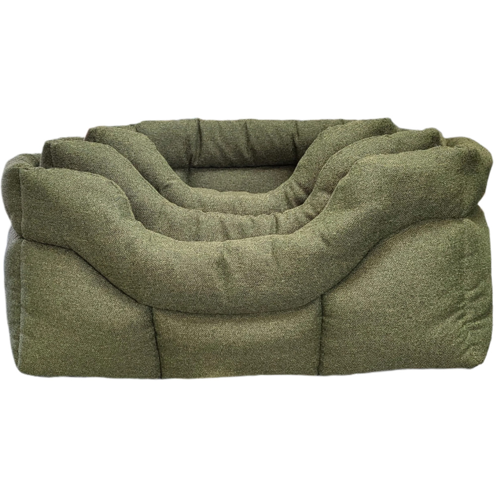 P&L Large Green Premium Orkney Tweed Fabric Drop Fronted Softee Rectangle Pet Bed Image 3