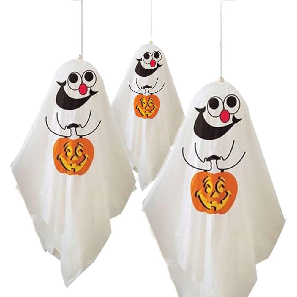 Shatchi Halloween White Hanging Ghost Decoration 3 Pack Image 3