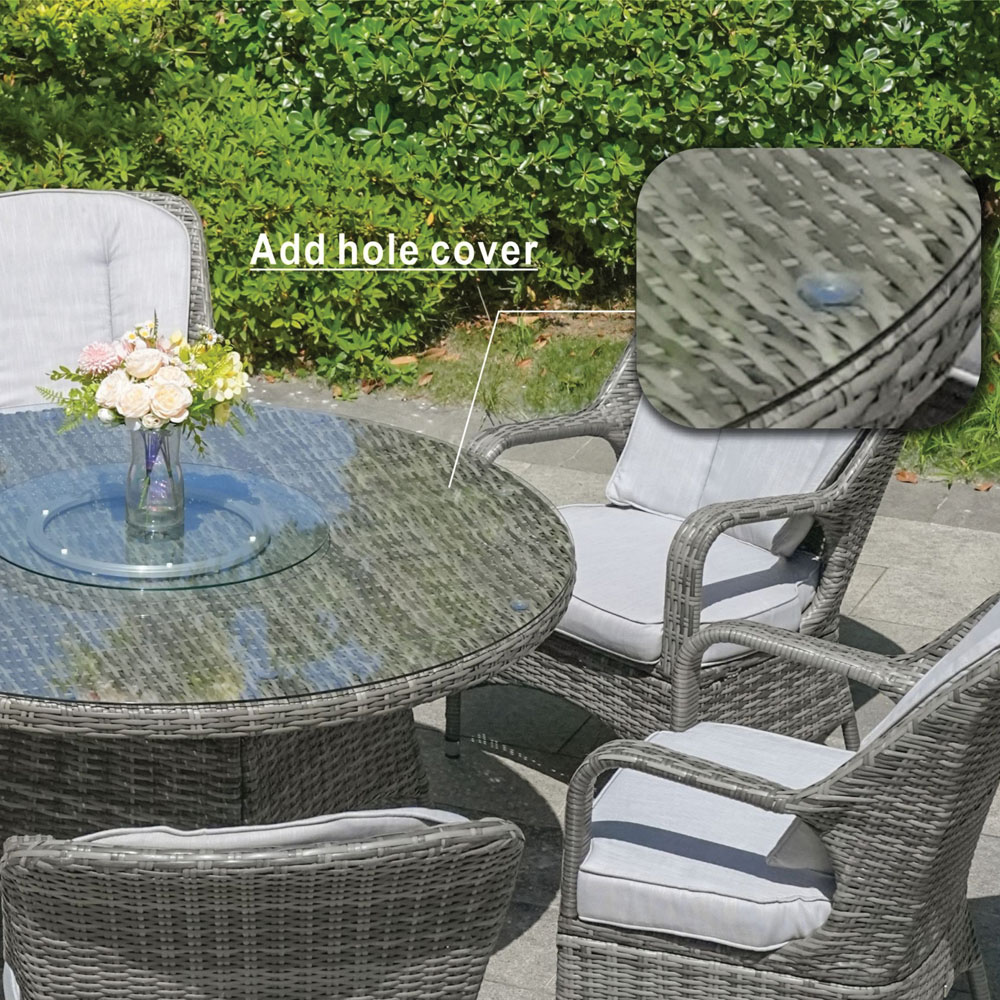 Direct Wicker 6 Seater Grey Rattan Garden Dining Table with Lazy Susan Image 5